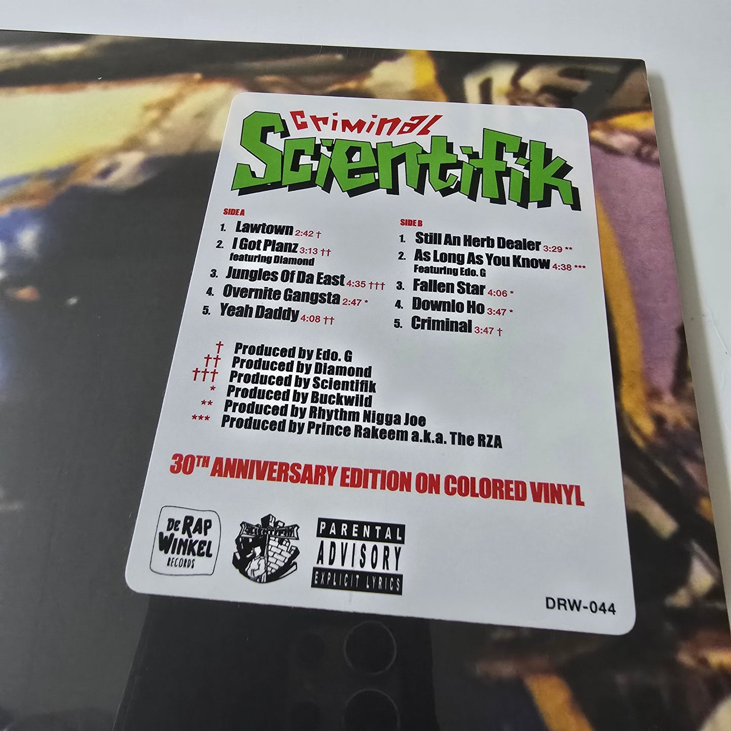 CRIMINAL - SCIENTIFIK LIMITED EDITION COLORED VINYL -NEW!-