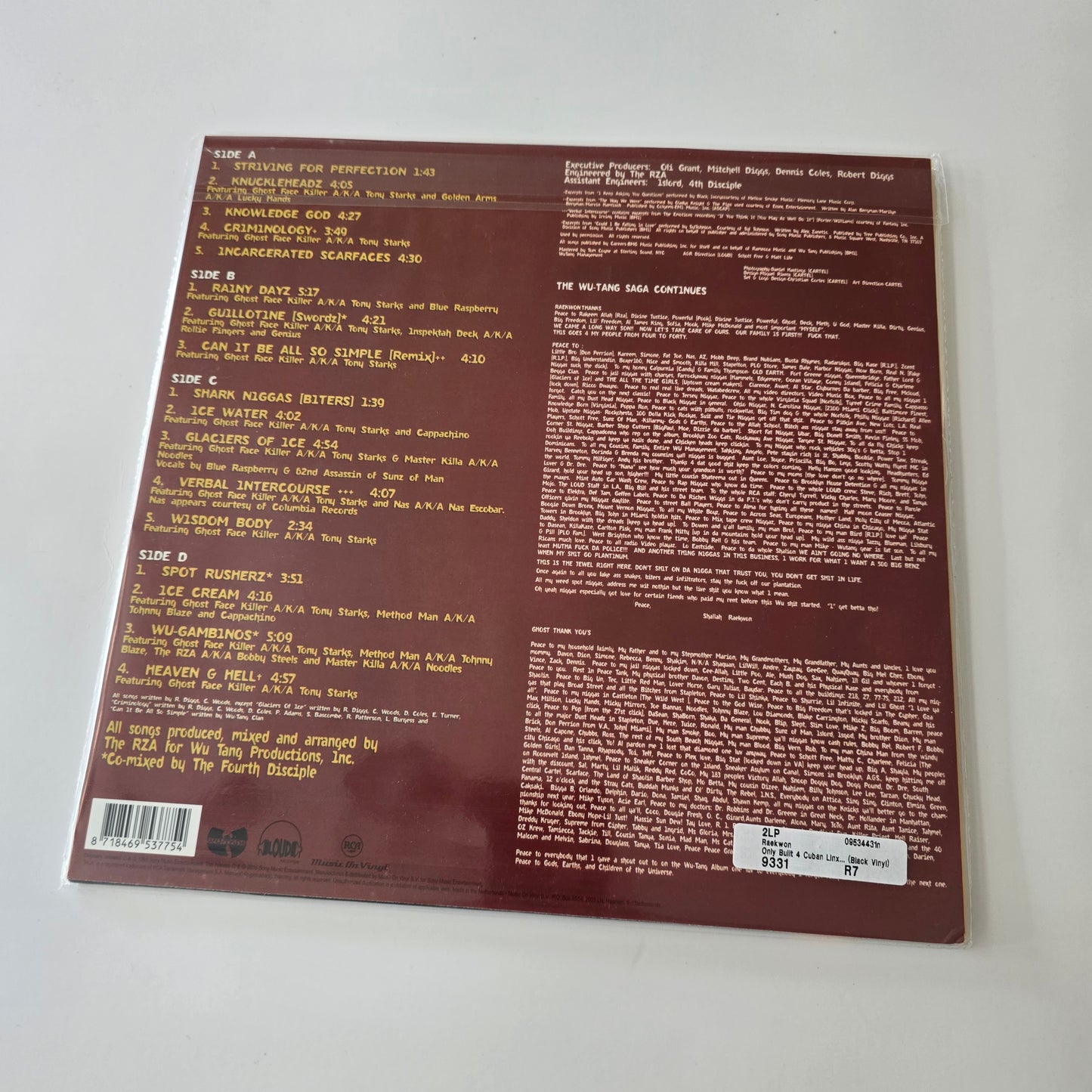 RAEKWON - ONLY BUILD FOR CUBAN LINX.. (SEALED) 2X VINYL GATEFOLD -NEW!-