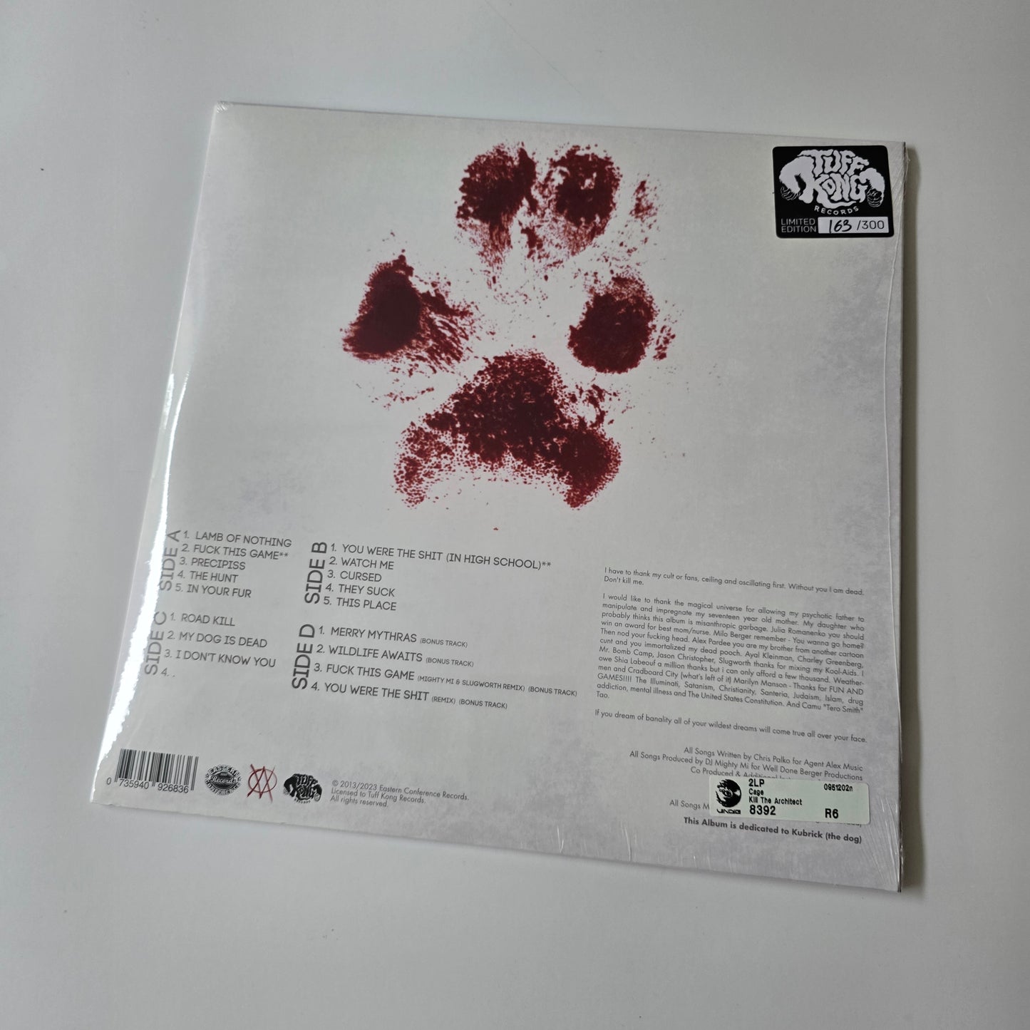 CAGE - KILL THE ARCHITECT (SEALED) LIMITED EDITION VINYL 2XLP -NEW!-
