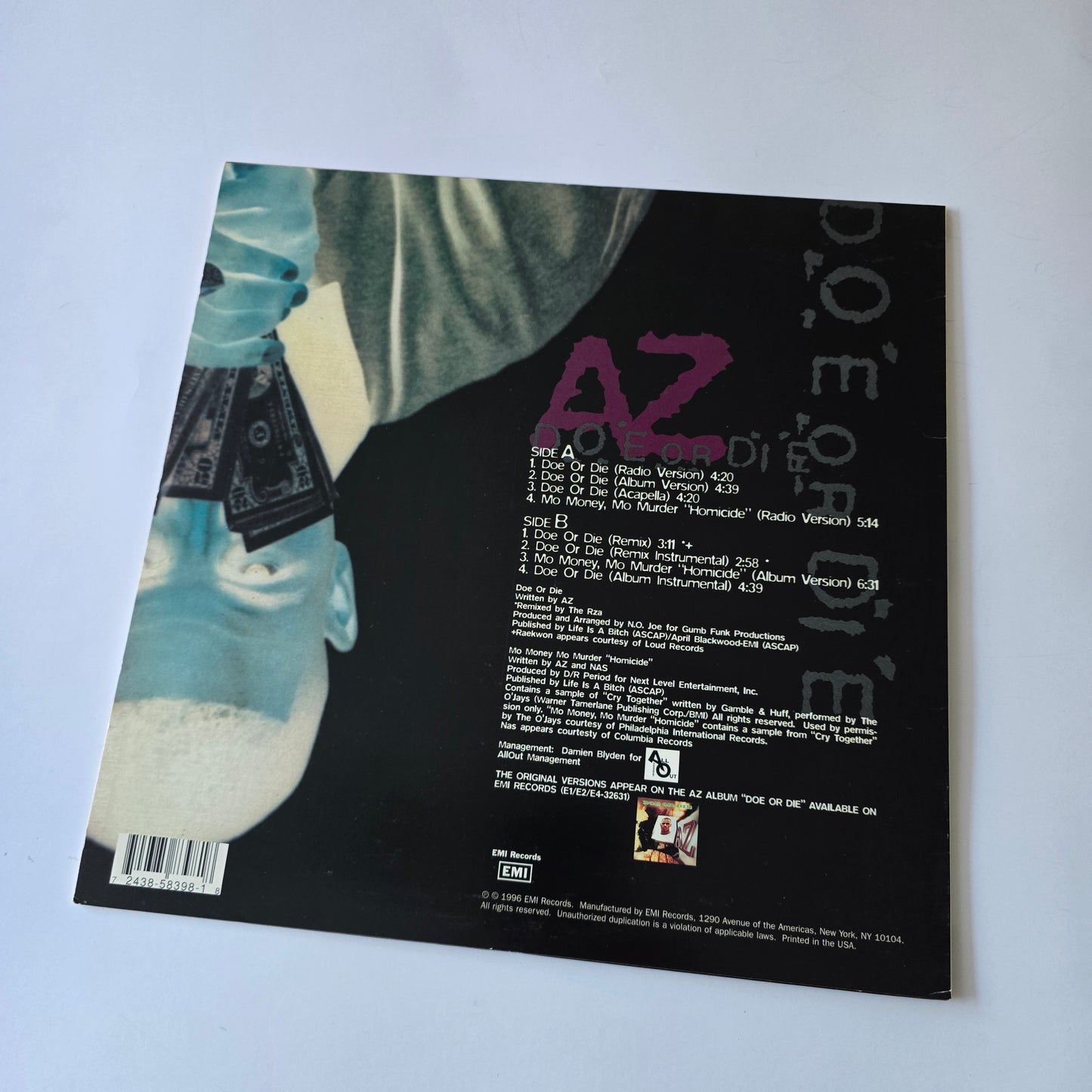 AZ - DOE OR DIE 12" VINYL -LIKE NEW!-