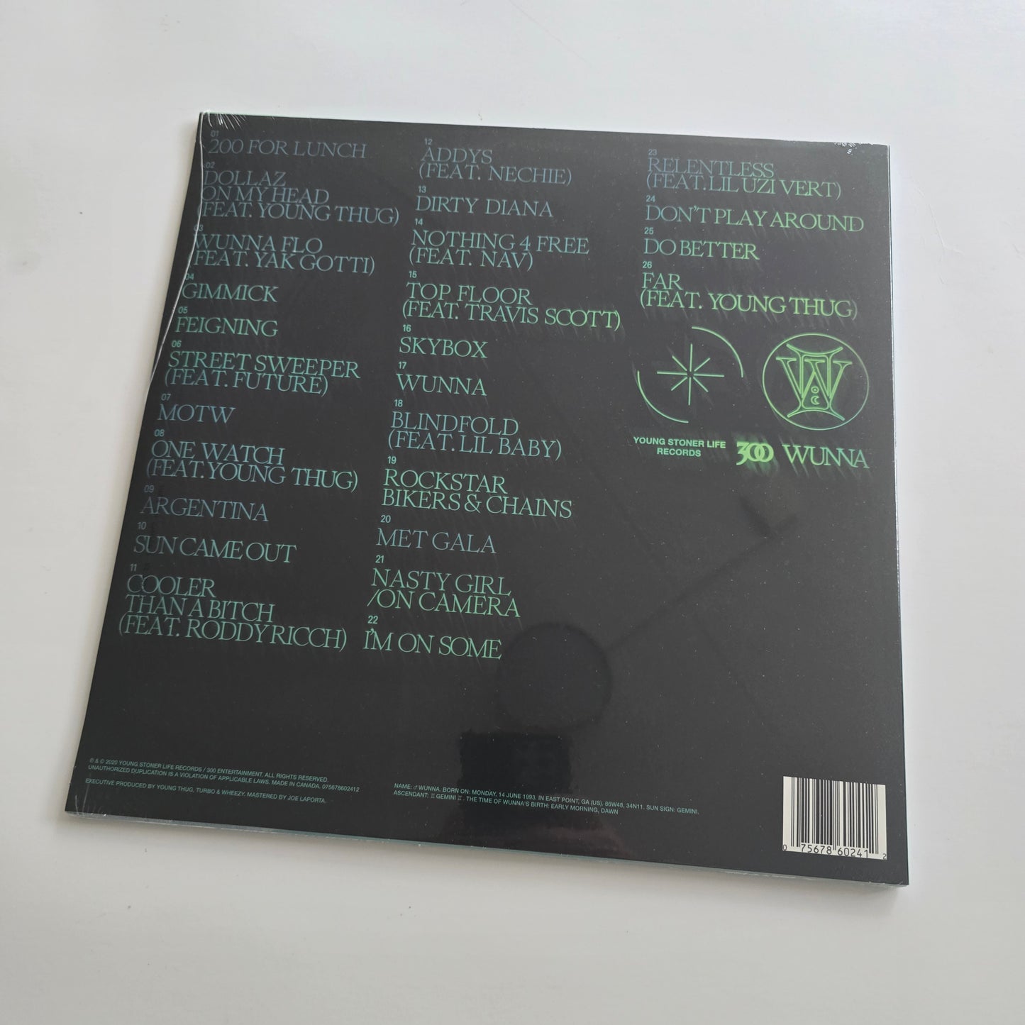 GUNNA - WUNNA (SEALED) LIMITED EDITION RSD '25 EMERALD COLORED VINYL 2XLP -NEW!-