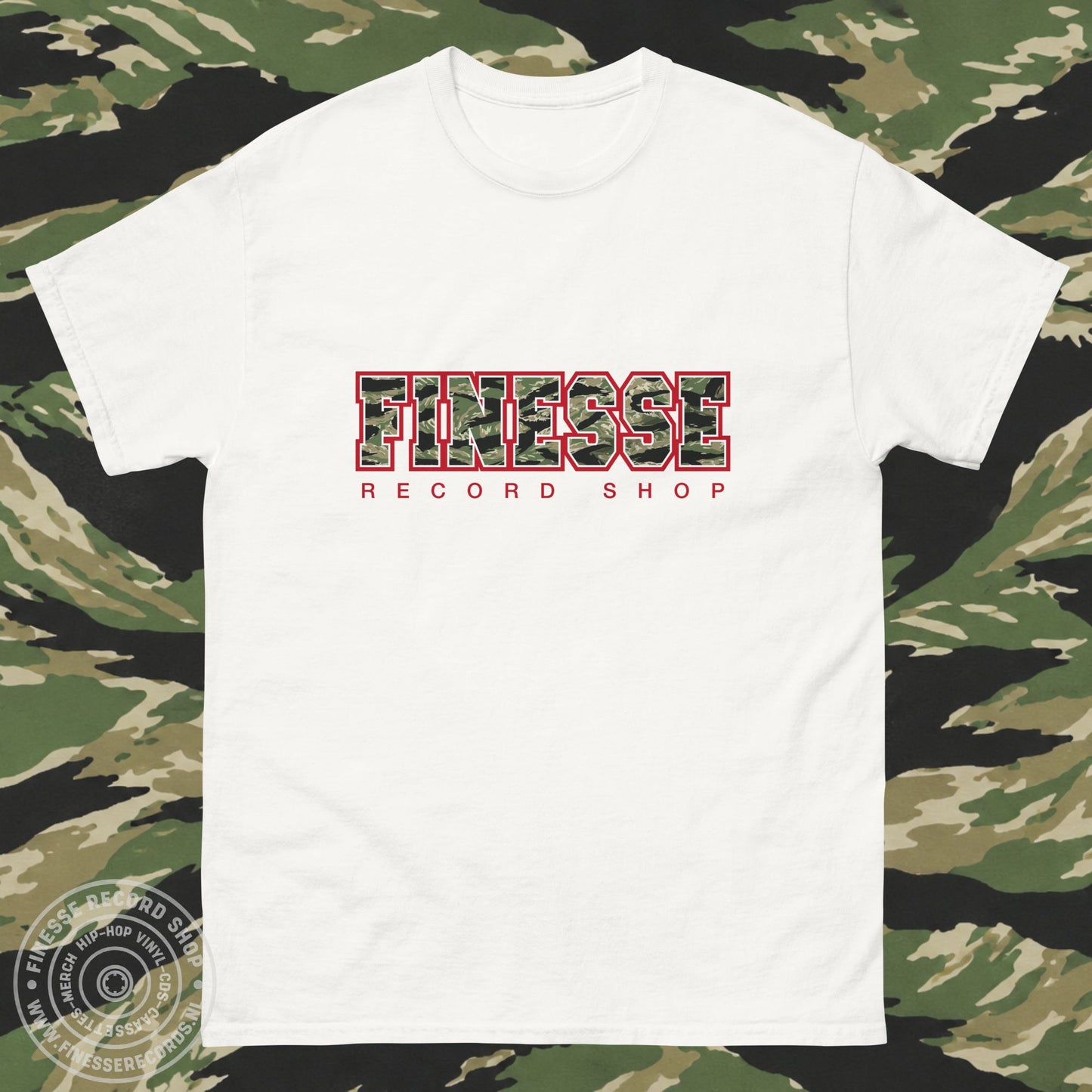 FRS TIGER STYLE CAMO RED LINE (WHITE) "GUERRILLA" T-SHIRT -NEW!-