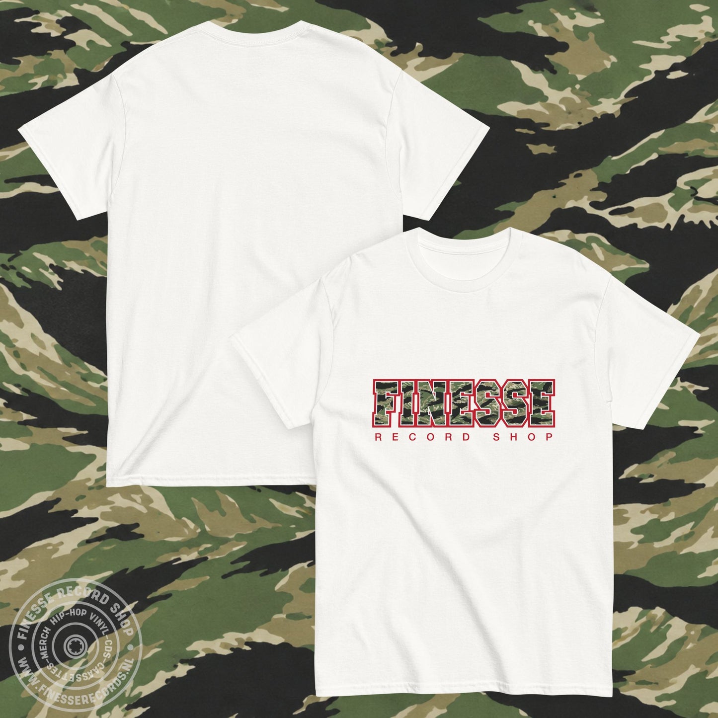 FRS TIGER STYLE CAMO RED LINE (WHITE) "GUERRILLA" T-SHIRT -NEW!-