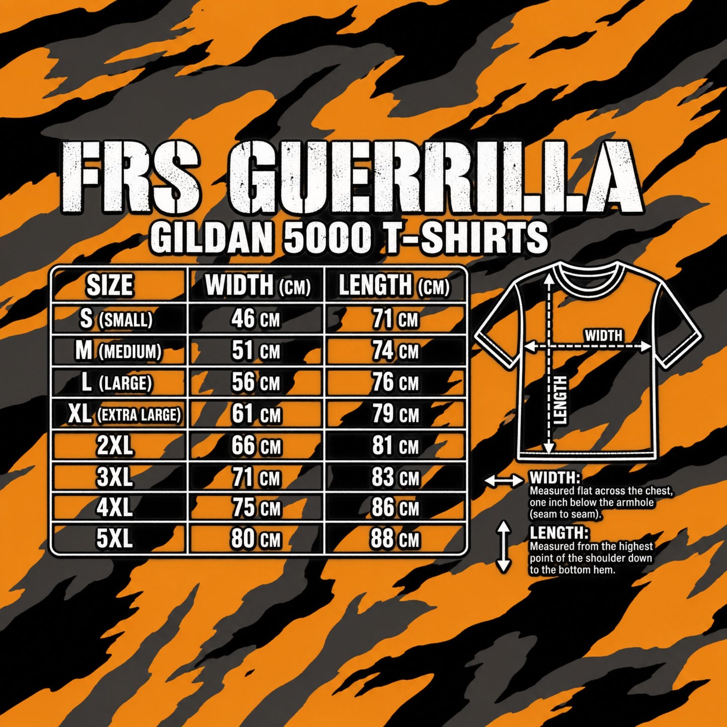 FRS ORANGE TIGER STYLE CAMO (ASH) "GUERRILLA" T-SHIRT -NEW!-