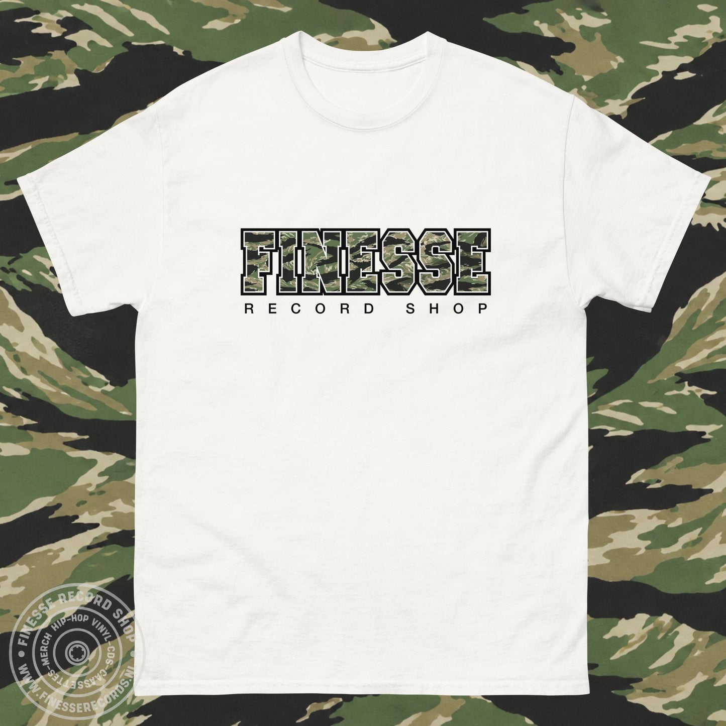 FRS TIGER STYLE CAMO BLACK LINE (WHITE) "GUERRILLA" T-SHIRT -NEW!-