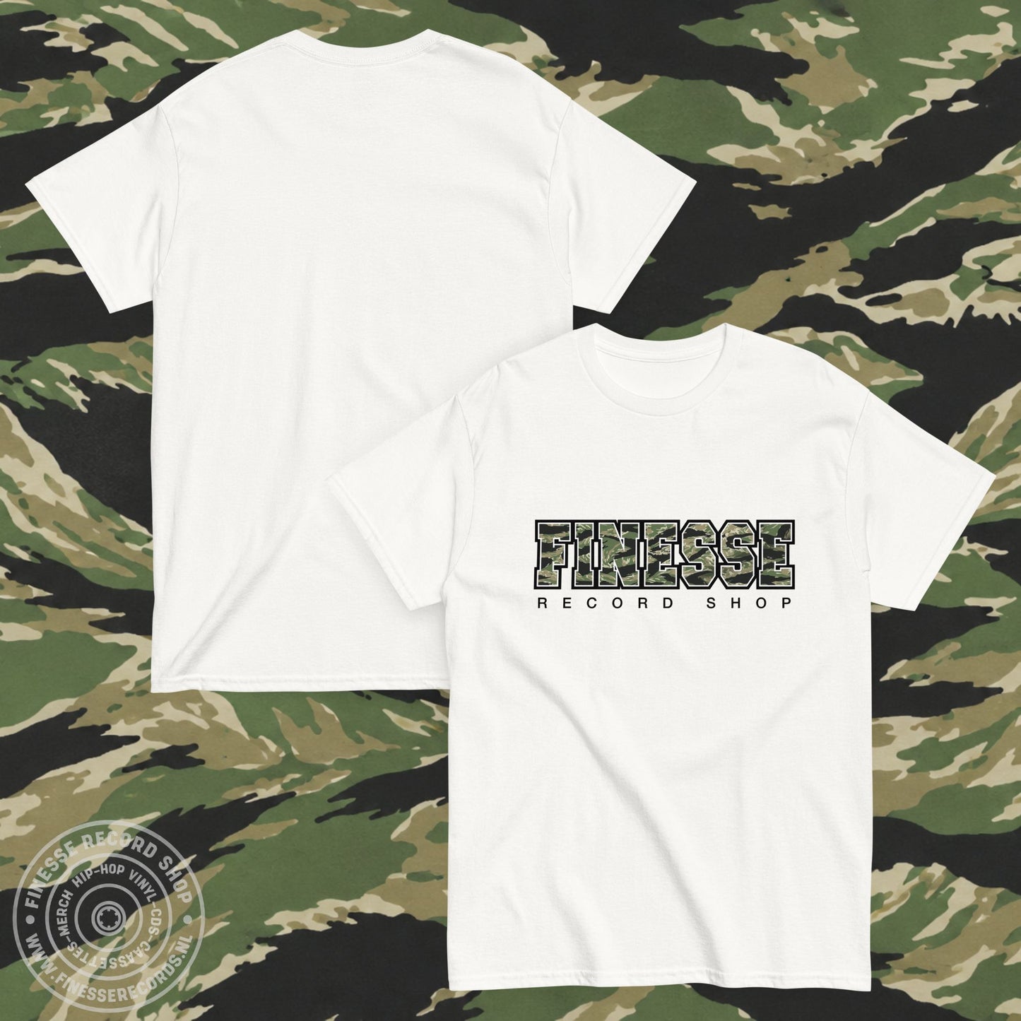 FRS TIGER STYLE CAMO BLACK LINE (WHITE) "GUERRILLA" T-SHIRT -NEW!-