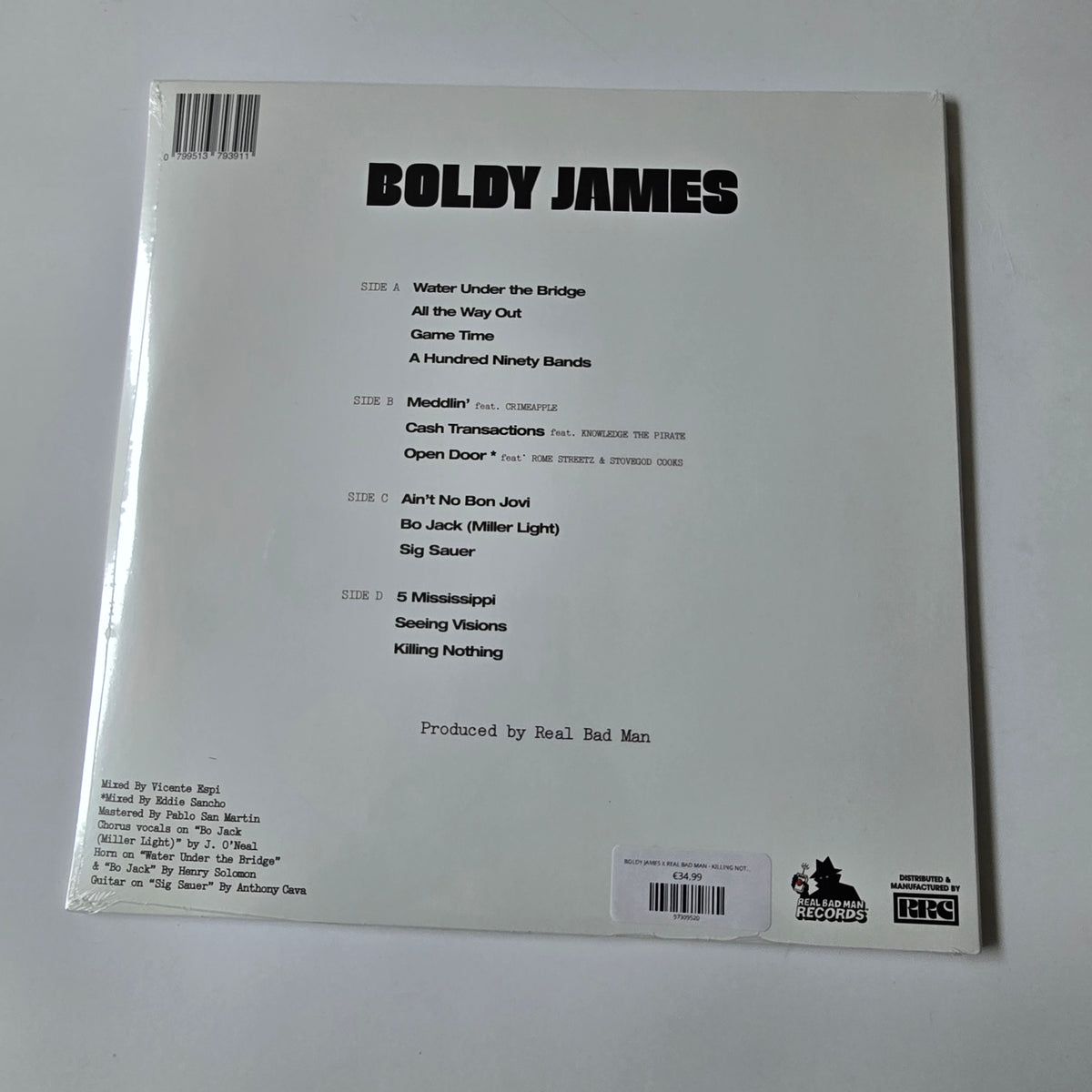 BOLDY JAMES X REAL BAD MAN - KILLING NOTHING (SEALED) 2XLP VINYL -NEW!-