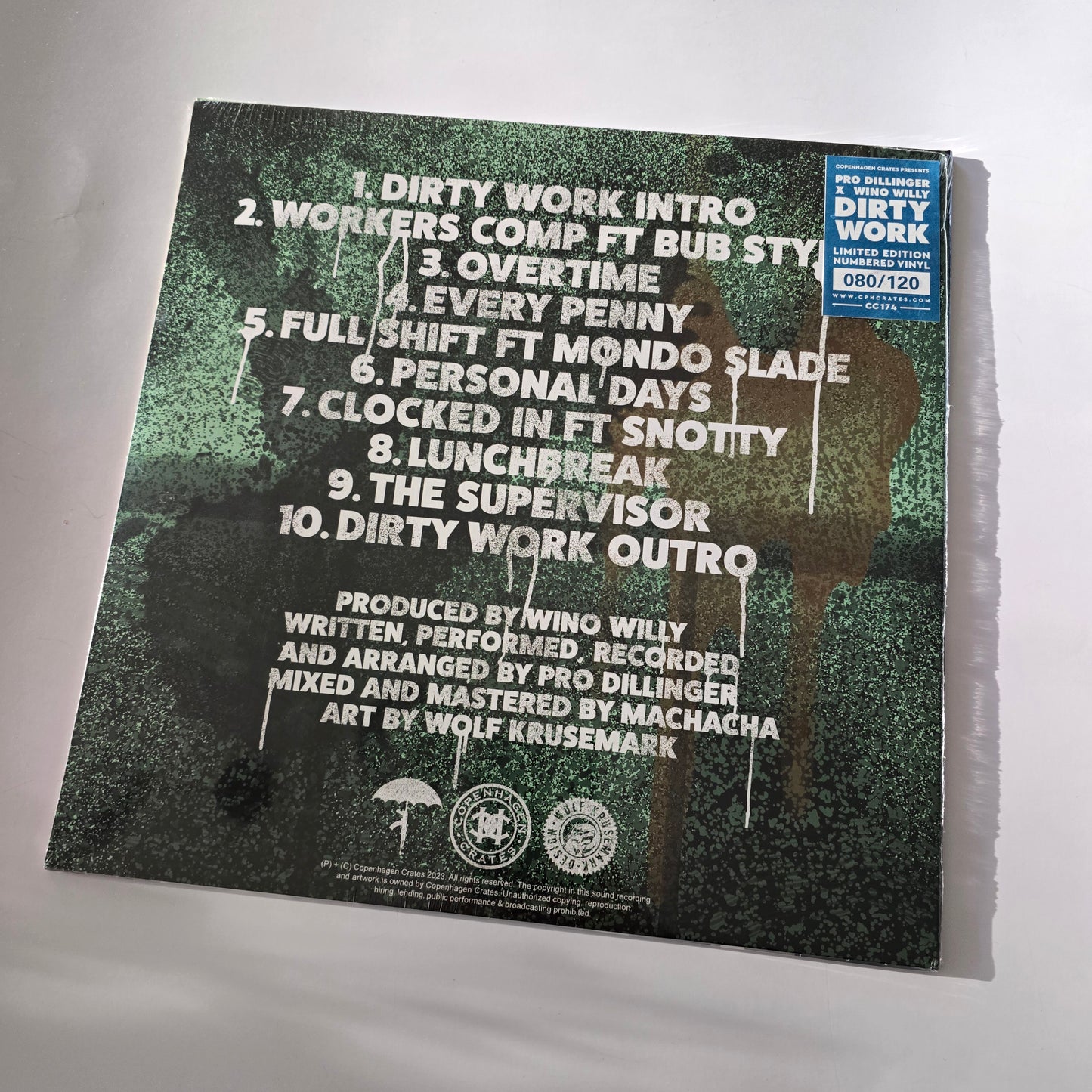 PRO DILLINGER X WINO WILLY - DIRTY WORK (SEALED) LIMITED EDITION CYAN BLUE & BLACK VINYL -NEW!-
