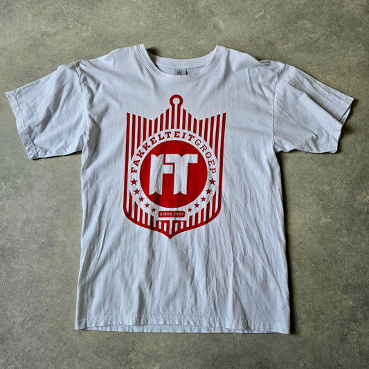 FAKKELTEIT T-SHIRT WIT/ROOD MAAT M PRE-OWNED
