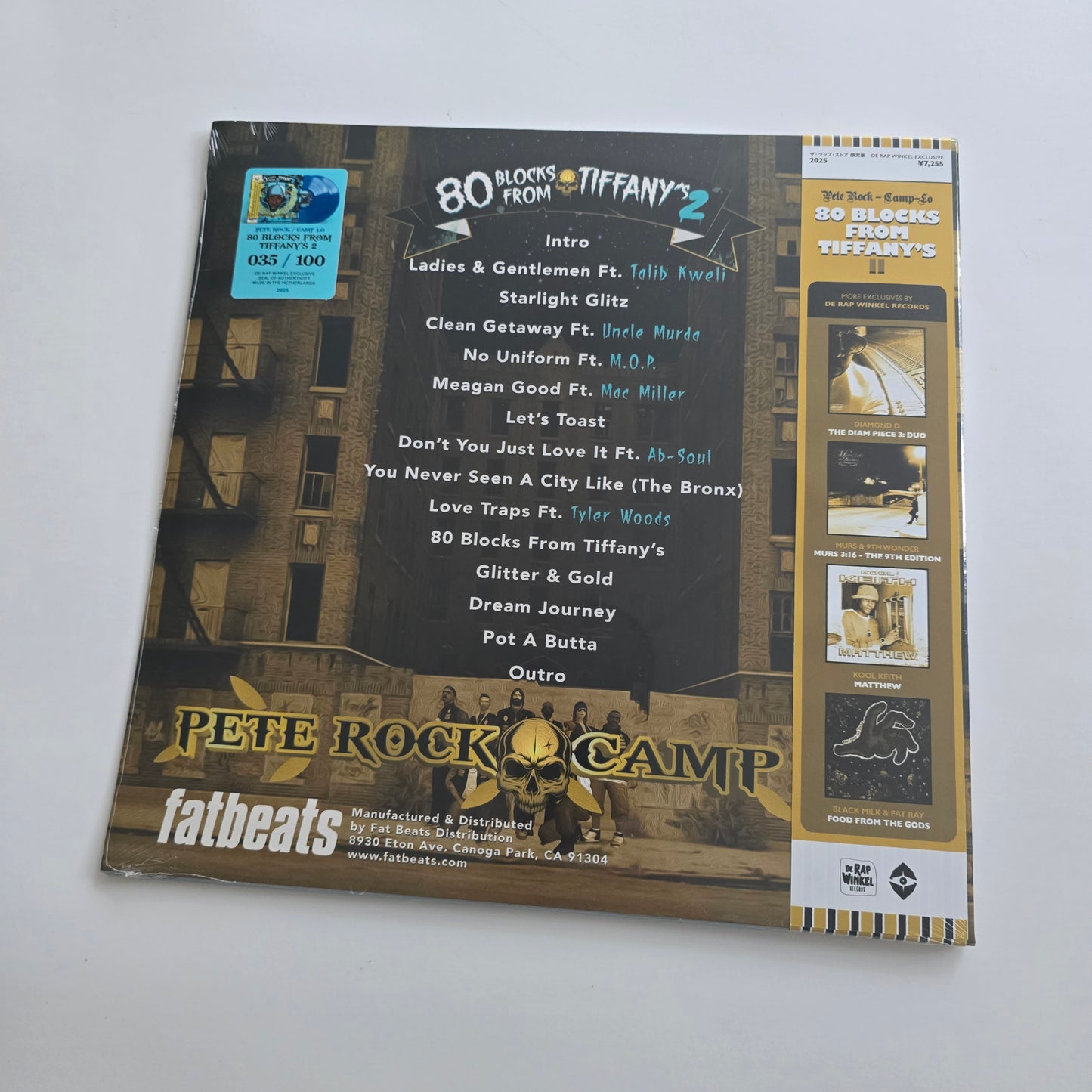 PETE ROCK & CAMP LO - 80 BLOCKS FROM TIFANY'S 2 (SEALED) LIMITED EDITION BLUE COLORED VINYL -NEW!-