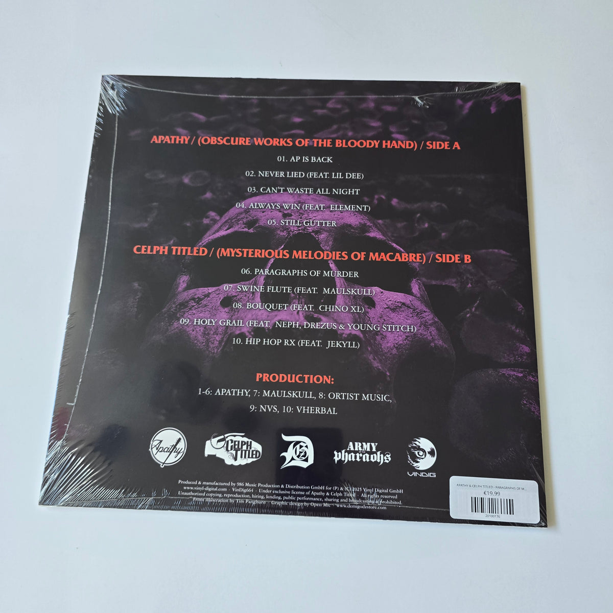 APATHY & CELPH TITLED - PARAGRAPHS OF MURDER (SEALED) LIMITED EDITION VINYL -NEW!-