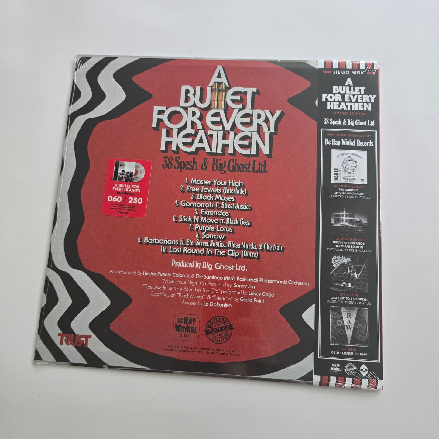 38 SPESH X BIG GHOST LTD - A BULLET FOR EVERY HEATHEN (SEALED) LIMITED EDITION BLACK SMOKE VINYL -NEW!-