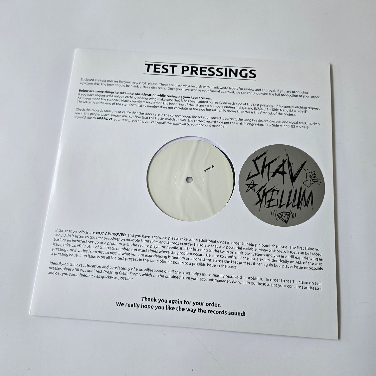 SKAV X RED - SKELLUM VINYL TEST PRESSING -NEW!-